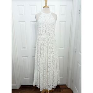 Lilly Pulitzer White Beccalyn Pinwheel Eyelet Tiered Sleeveless Maxi Dress M